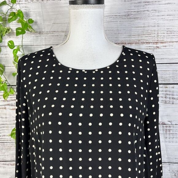 J Crew Blouse Top size 4 Black Ivory Polka Dots Modest Career Church Wedding - Picture 4 of 14
